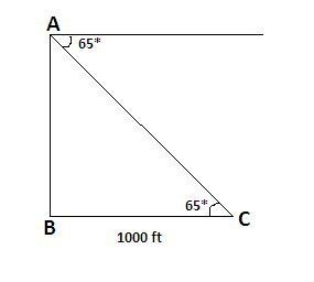 The angle of depression from a helicopter to a landing pad is 65°. If the horizontal-example-1