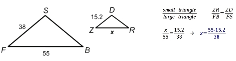 △FSB∼△ZDR . What is the value of x?-example-1