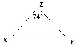 In Triangle XYZ, XZ = YZ and mZ = 74°. The longest side of the triangle is: A. XZ-example-1