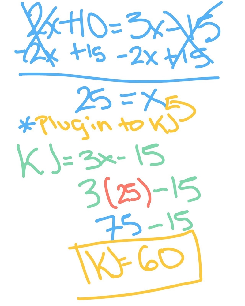 Please help! HK is the perpendicular bisector of GJ. What is KJ? The answer is 60, but-example-1