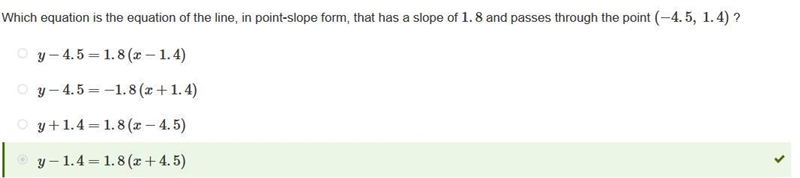 Which equation is the equation of the line in point slope form that has a slope of-example-1