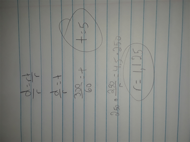 The formula d=rt relates three quantities distance (d) rate (r) and time (t) a solve-example-1