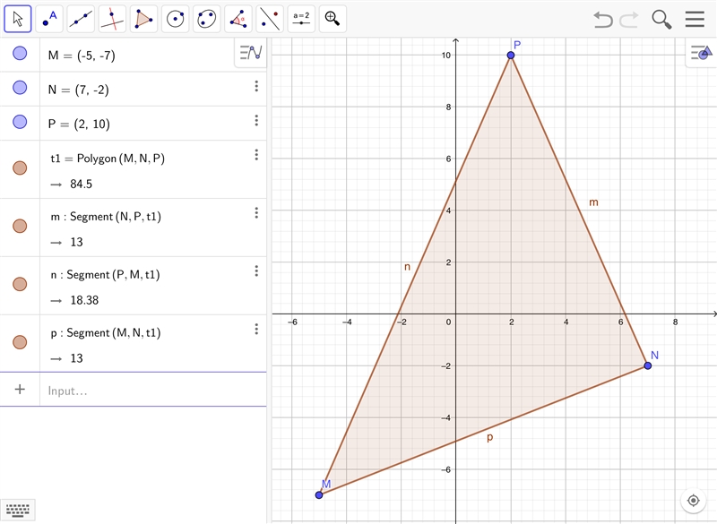 If mnp has vertices at m (-5,-7) , N (7,-2) andcp (2,10) is mnp isoscles?-example-1