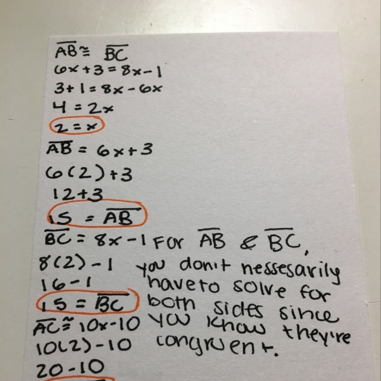 Triangle ABC is an isosceles triangle. Sides AB and BC are congruent.-example-1