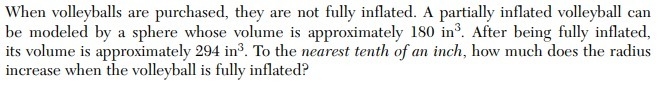 When volleyballs are purchased, they are not fully inflated. a partially inflated-example-1