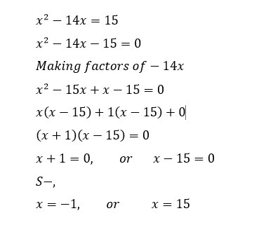 What are the solutions to the equation? x2−14x=15 Enter your answers in the boxes-example-1