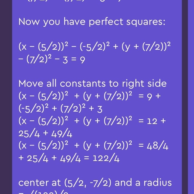 Given the center (h, k) = (5, 0) and radius r = 3, write an equation for the circle-example-1