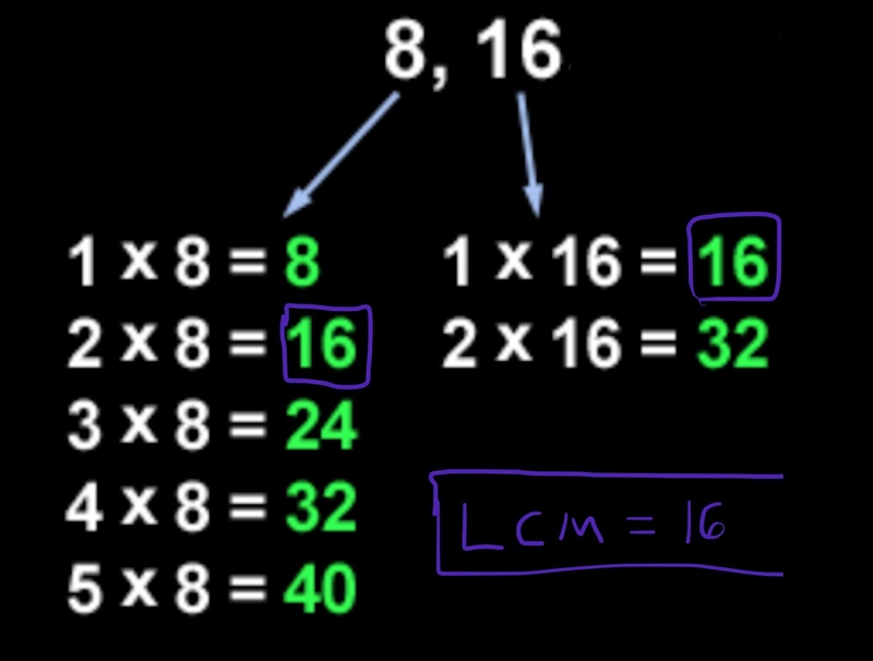 Find the LCM of 8 and 16.-example-1