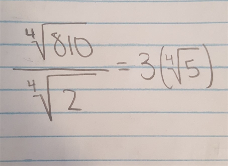 What is the simplest form of the quotient? fourth root of eight hundred ten over fourth-example-1