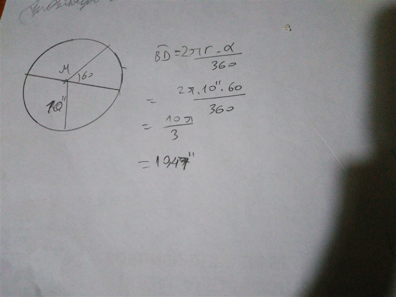 What is the length of arc BD? A. 5.23 in. B. 20.6 in. C. 120 in D. 10.47-example-1