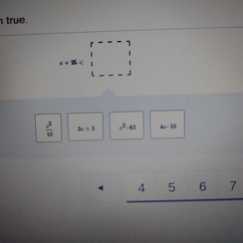 Let c = 10. Drag the expression into the box that makes the comparison true-example-1