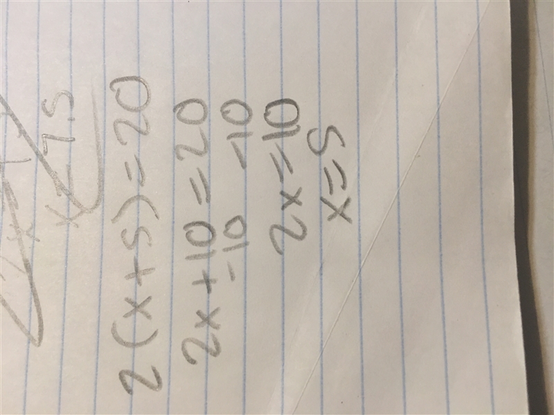 2 times the sum of a number and 5 is 20-example-1