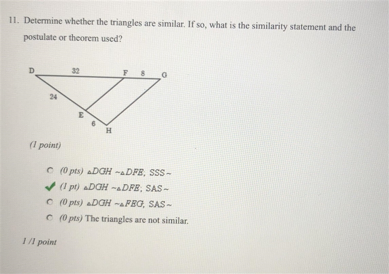 Determine whether the triangles are similar. If so, what is the similarity statement-example-1