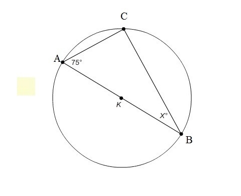 In circle K, what is the value of x? x = 30° x = 25° x = 20° x = 15º-example-1