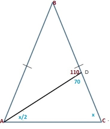 In isosceles triangle △ABC, AC is the base and AD is the angle bisector of ∠A. What-example-1