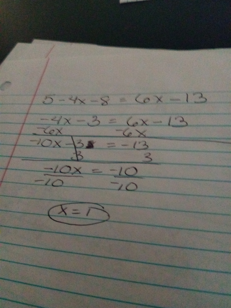 5-4(x+2)=6x-13type an integer or a simplified fraction-example-1