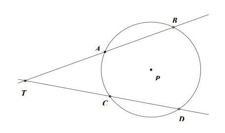 In circle p, td¯¯¯¯¯ and tb¯¯¯¯¯ intersect at t. ta=10, tc=8, cd=12, and ab=x+2. find-example-1