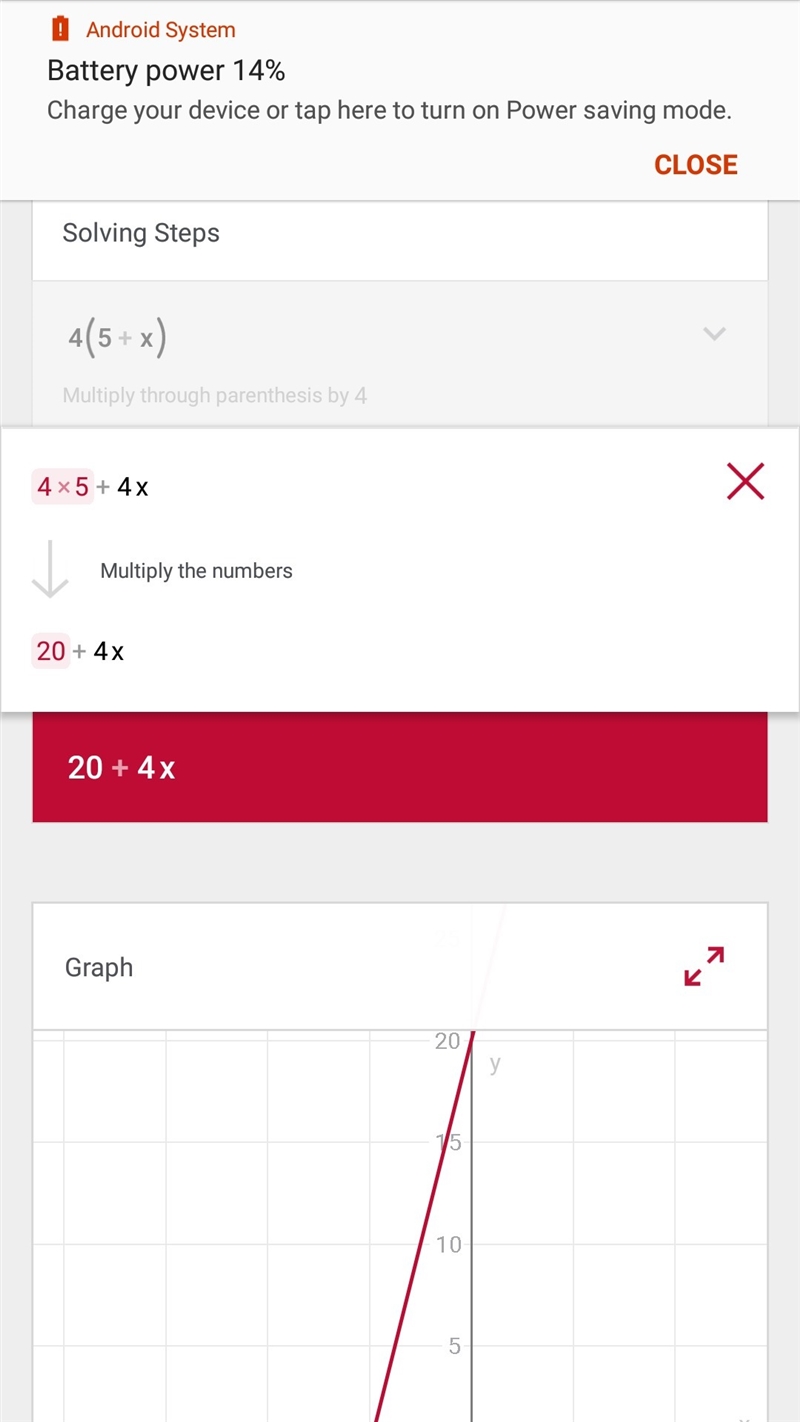 Explain how the model shows 4(5+×)-example-1