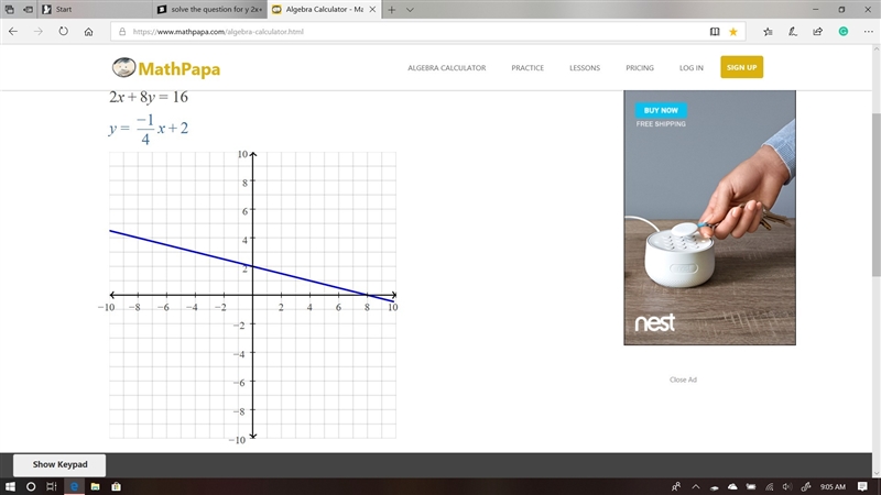 Solve the question for y 2x+8y=16-example-1