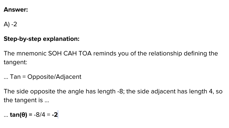 Find the tan(Θ) of an angle in standard position if the terminal side passes through-example-1