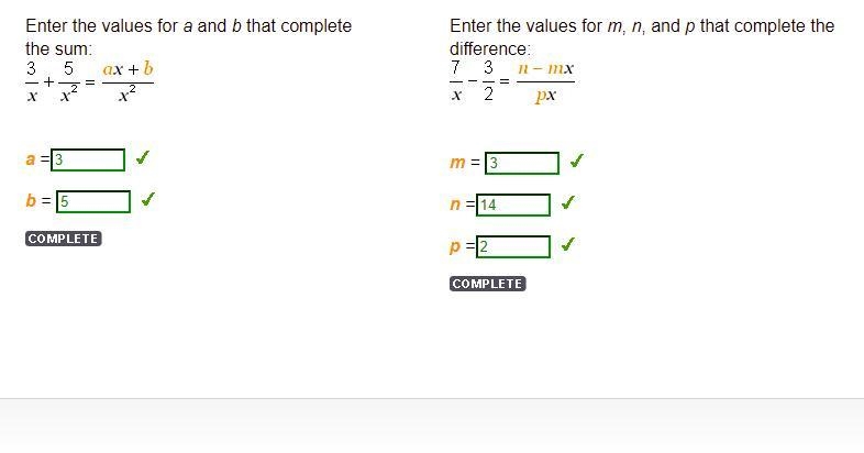 "enter the values for m, n, and p that complete the difference:"-example-1