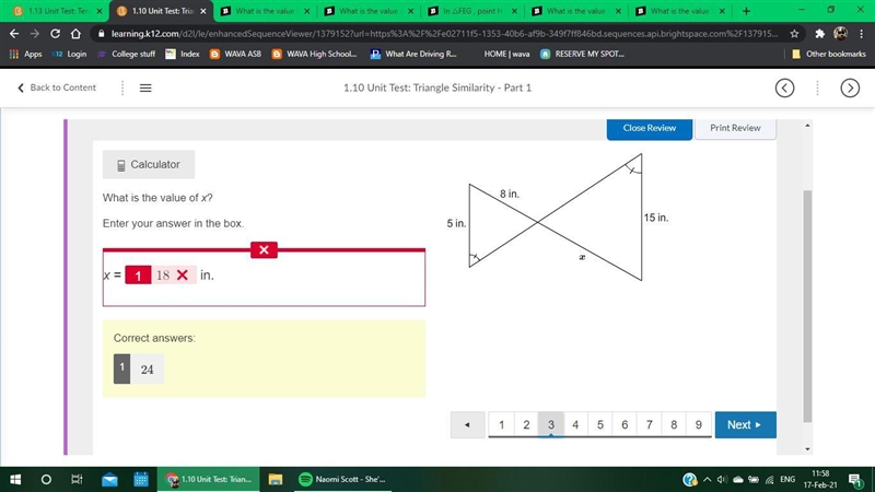 What is the value of x? Enter your answer in the box. x = ? in-example-1