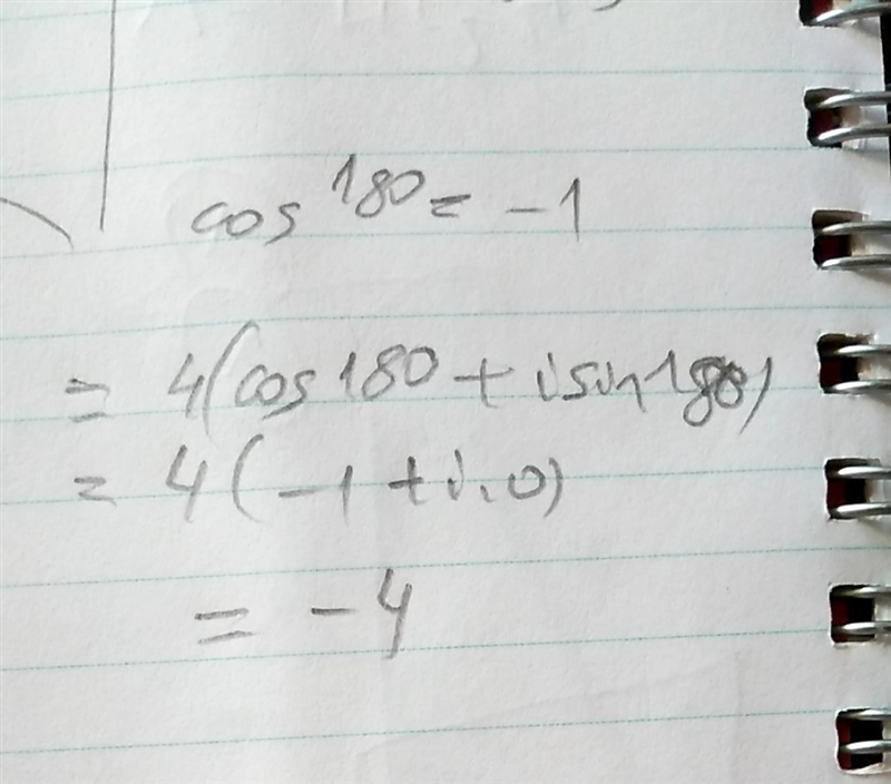 10 POINTS! Express the complex number in trigonometric form. -4 A) 4(cos 270° + i-example-1