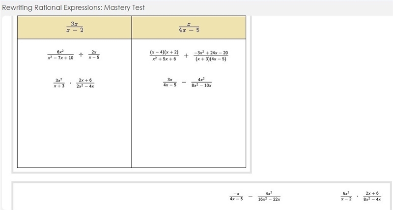 HELP PLEASE !!! Place each expression under the equivalent expression in the table-example-1