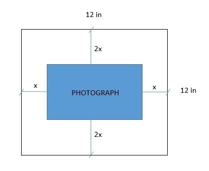 PLEASE HELP ASAP EXTRA POINTS Sheila places a 54 square inch photo behind a 12-inch-example-1