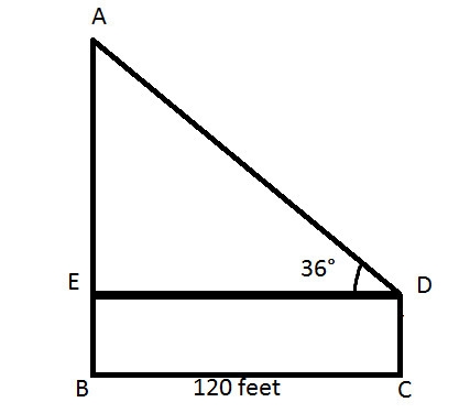 NEED HELP ASAP! to find the height of a pole, a surveyor moves 120 feet away from-example-1