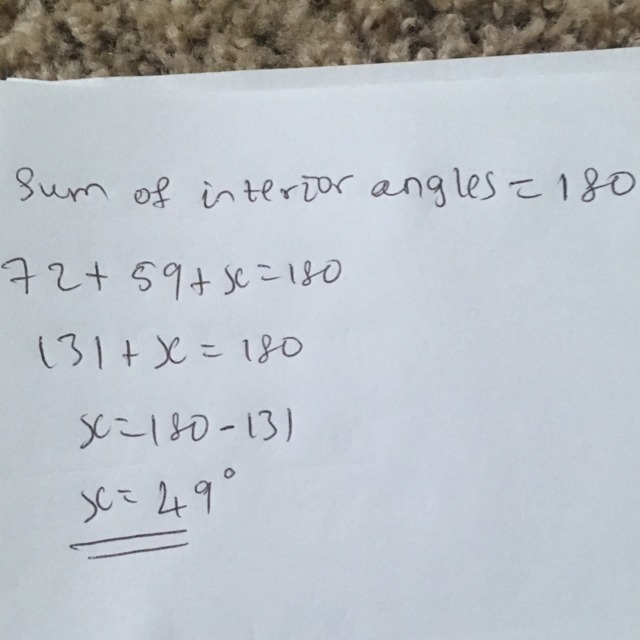 What is the value of x? A. 108 B. 36 C. 131 D. 49-example-1