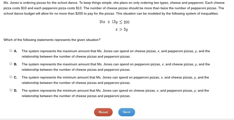 Ms. Jones is ordering pizzas for the school dance. To keep things simple, she plans-example-1