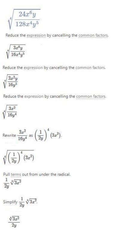 Need help Which expression is equivalent to ^4√(24x^6y / 128x^4y^5)-example-1