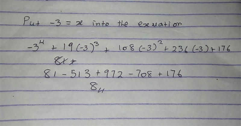 Use synthetic division and the remainder theorem to find P(-3) if P(x)=x^4 + 19x^3 + 108x-example-1