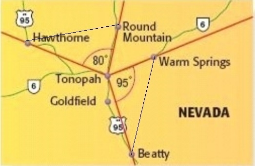 he distance from Tonopah to Round Mountain is equal to the distance from Tonopah to-example-1