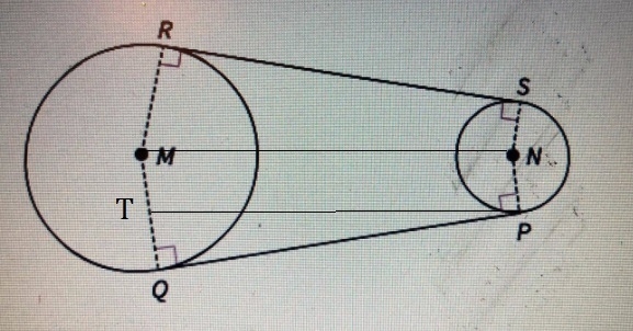 In the pulley system shown in this figure, MQ = 30 mm, NP = 10 mm, and QP = 21 mm-example-2