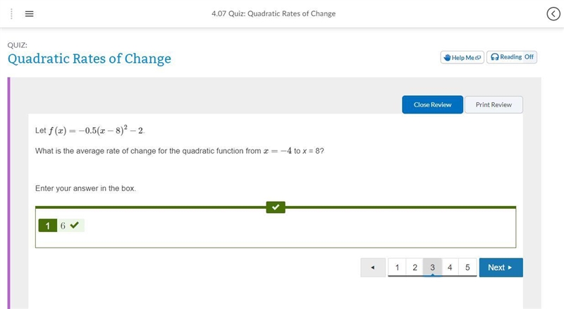 Let f(x)=−0.5(x−8)^2−2 . What is the average rate of change for the quadratic function-example-1