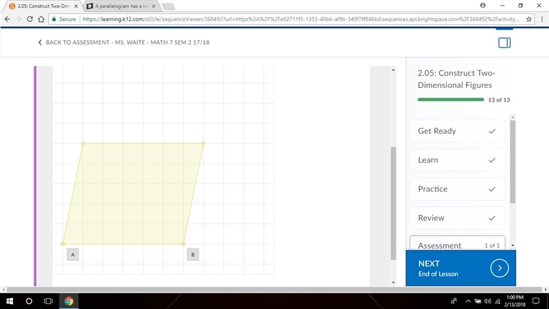 A parallelogram has a height of 5 units. One side of the parallelogram is AB¯¯¯¯¯ . The-example-1