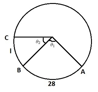 Points A, B and C lie on a circle with center Q. ~ The area of sector AQB is twice-example-1