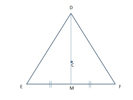 In Upper Delta DEF​, the midpoint of the side opposite vertex D is M and the centroid-example-1