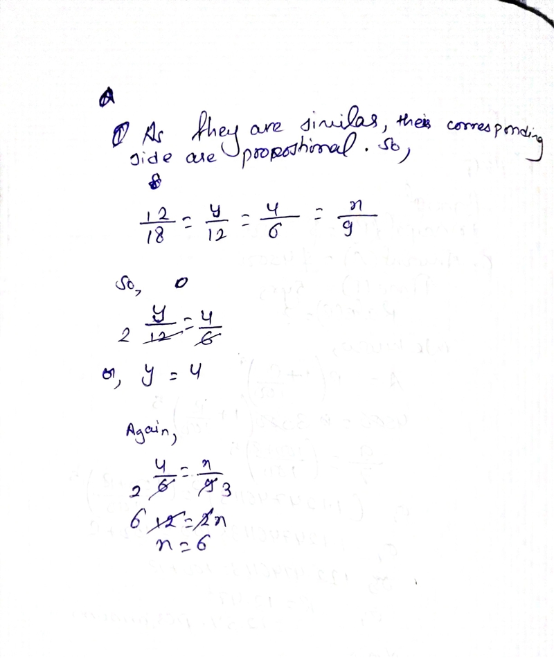 The polygons are similar. Find the values of x and y.-example-1