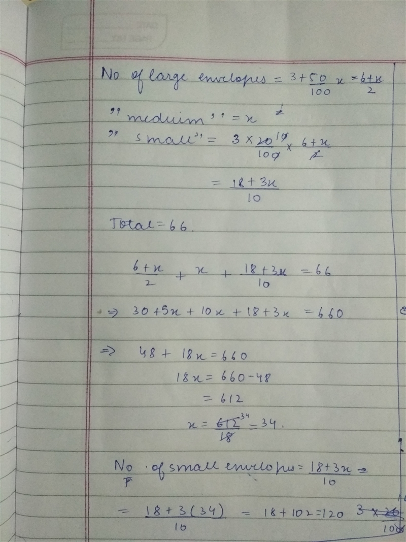 An office table contains a few large, medium and small envelopes. the number of large-example-1