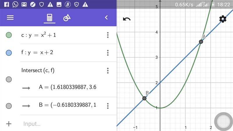 Use graphing to find the solution of the system of equations. -x^2+y=1, -x+y=2-example-1