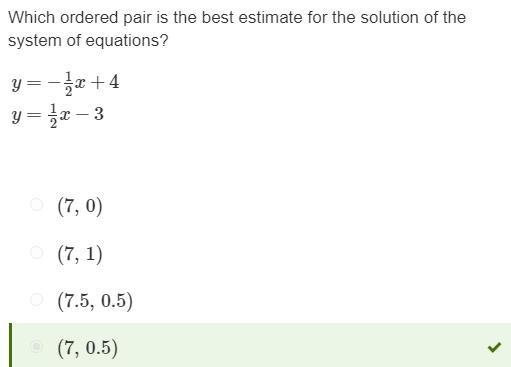 Which ordered pair is the best estimate for the solution of the system of equations-example-1