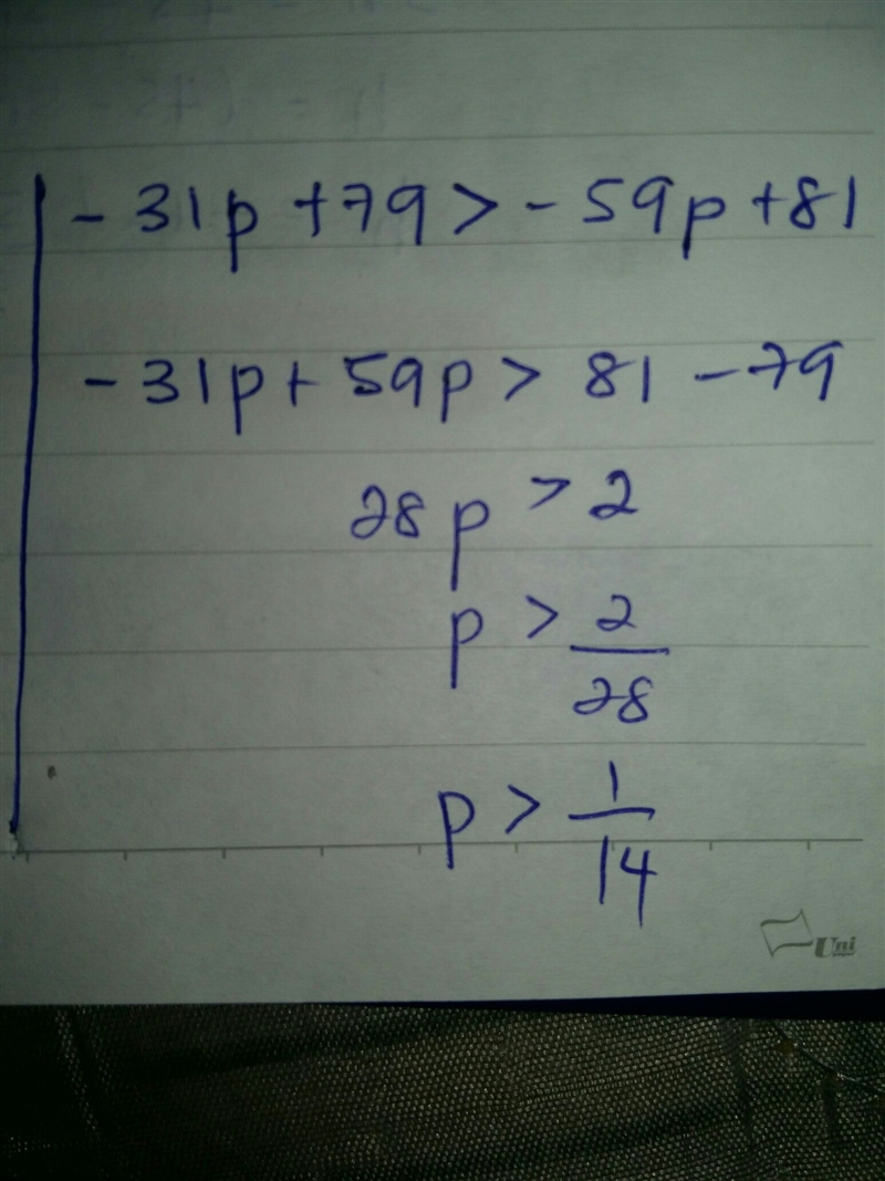 −31p+79>−59p+81 solve for p using equality's-example-1