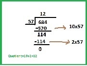 How can you use partial quotients to find 684 divided by 57?-example-1