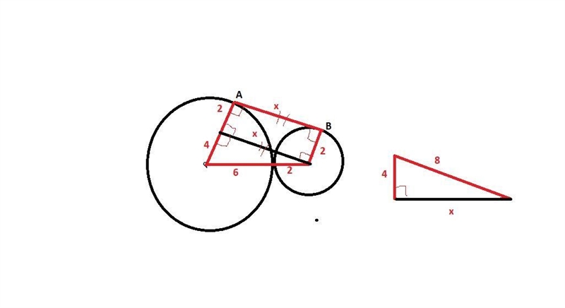 circles p and q have radii 6 and 2 and are tangent to each other. find the length-example-1