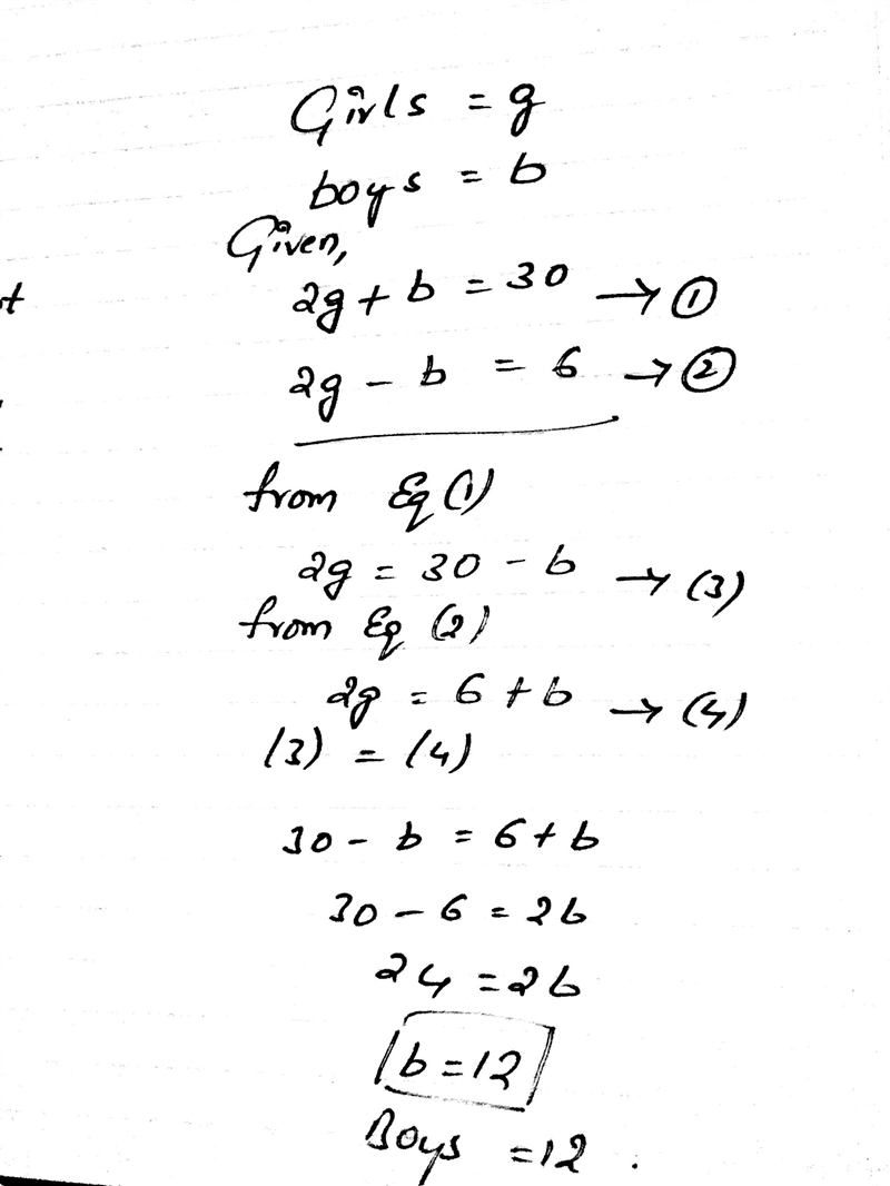 There are boys and girls in a class. if the number of girls is multiplied by two and-example-1