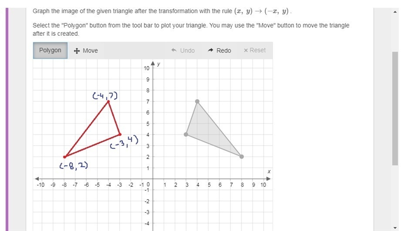 Graph the image of the given triangle after the transformation with the rule (x, y-example-1