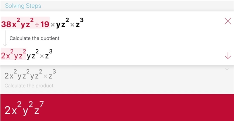 Reduce the fraction to lowest terms. 38x^2yz^2/ -19 yz^2z^3-example-1